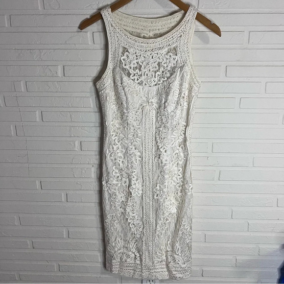 Sue Wong Nocturne Cream Lace and Crochet Above The Knee Dress, Women’s Size 4 - Picture 1 of 10